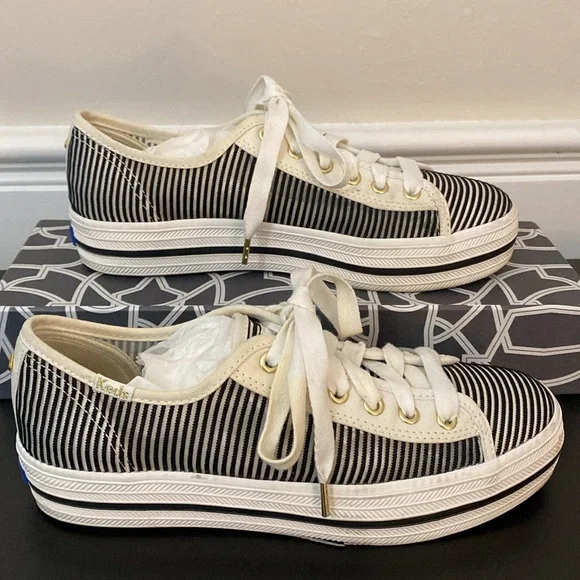Keds X Kate Spade New York Triple Kick Striped Mesh Sneakers. Size 6.5 - Picture 3 of 9